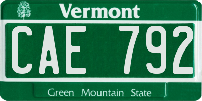 VT license plate CAE792