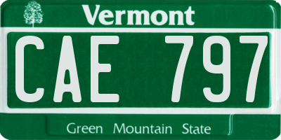 VT license plate CAE797