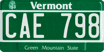 VT license plate CAE798