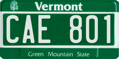 VT license plate CAE801
