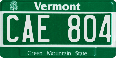 VT license plate CAE804