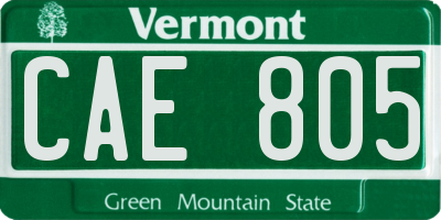 VT license plate CAE805