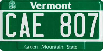 VT license plate CAE807