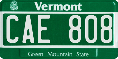 VT license plate CAE808