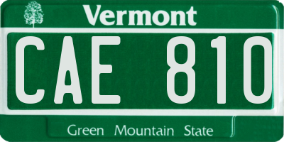 VT license plate CAE810