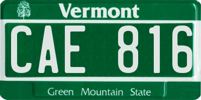 VT license plate CAE816