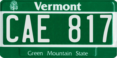 VT license plate CAE817
