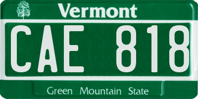 VT license plate CAE818