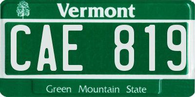 VT license plate CAE819