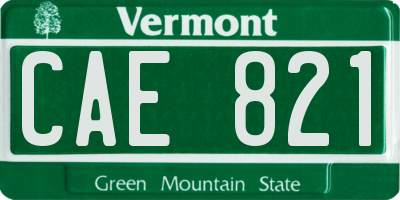 VT license plate CAE821