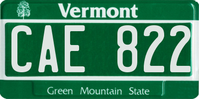 VT license plate CAE822