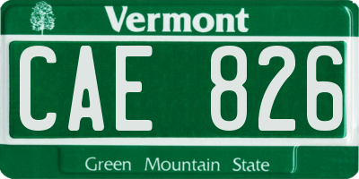 VT license plate CAE826