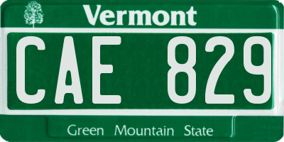 VT license plate CAE829