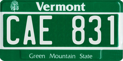 VT license plate CAE831