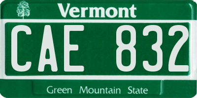 VT license plate CAE832