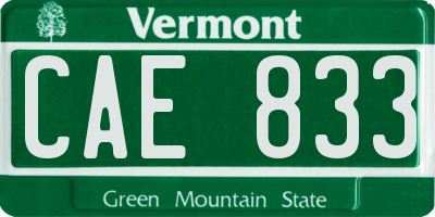 VT license plate CAE833