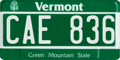 VT license plate CAE836