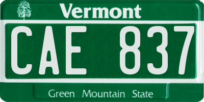 VT license plate CAE837