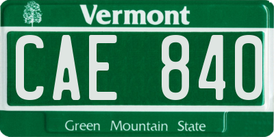 VT license plate CAE840