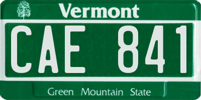 VT license plate CAE841