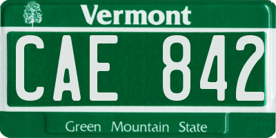 VT license plate CAE842