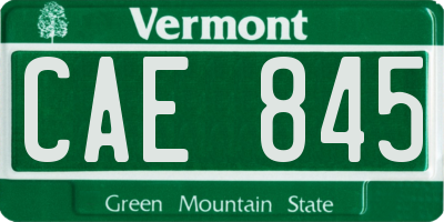 VT license plate CAE845