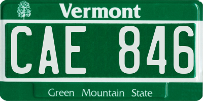 VT license plate CAE846