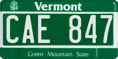 VT license plate CAE847