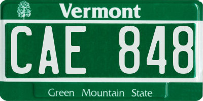 VT license plate CAE848
