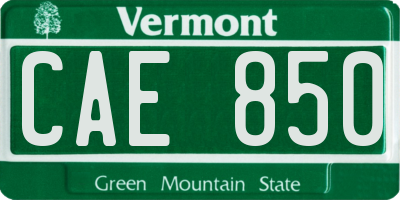 VT license plate CAE850