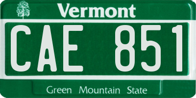 VT license plate CAE851