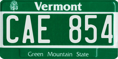 VT license plate CAE854