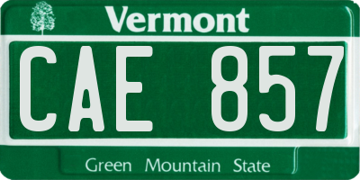 VT license plate CAE857
