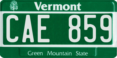 VT license plate CAE859