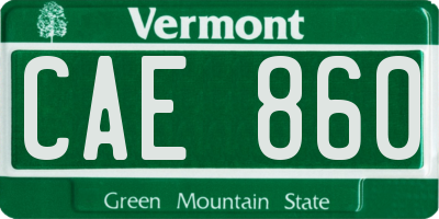VT license plate CAE860