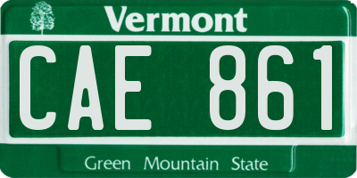VT license plate CAE861