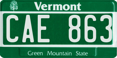 VT license plate CAE863