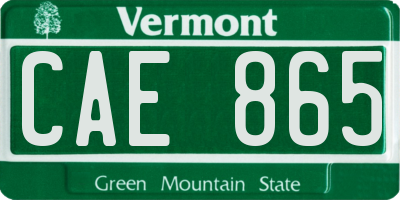 VT license plate CAE865