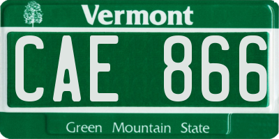 VT license plate CAE866