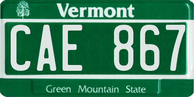 VT license plate CAE867