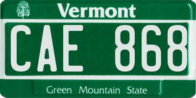 VT license plate CAE868
