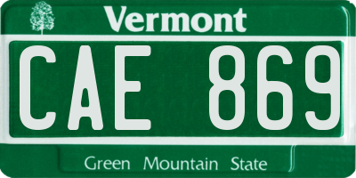 VT license plate CAE869