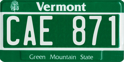 VT license plate CAE871