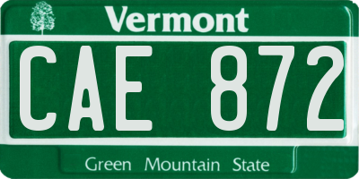 VT license plate CAE872