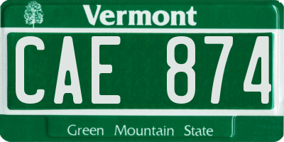 VT license plate CAE874