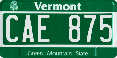 VT license plate CAE875