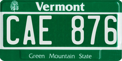 VT license plate CAE876