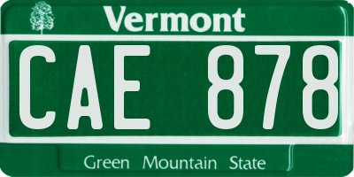 VT license plate CAE878