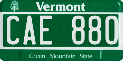 VT license plate CAE880