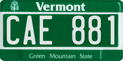 VT license plate CAE881